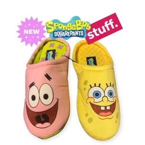 SpongeBob SquarePants Mens Slippers - Patrick and SpongeBob Sized 11-12